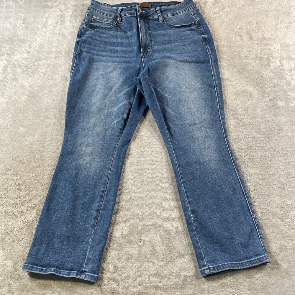 Judy Blue Capri Jeans Womens 14W Medium Wash High Rise Mom Casual Whiskers